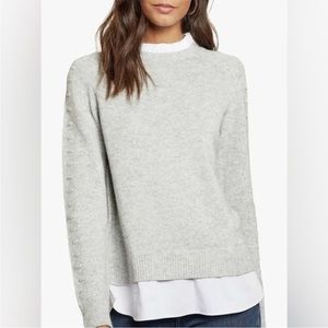 Ted Baker London Lissiah layered mock ruffle neck sweater grey